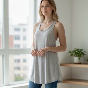 🌻Leith dresses | Leith NWOT M racerback tank dress beige white marled knit midi